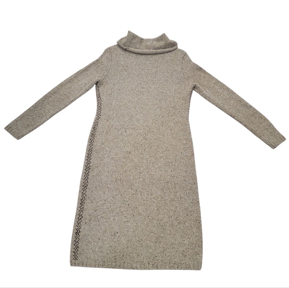 Lauren Ralph Lauren Knit Sweater Dress Brown Donegal Tweed Wool Blend Women’s L - Picture 4 of 17